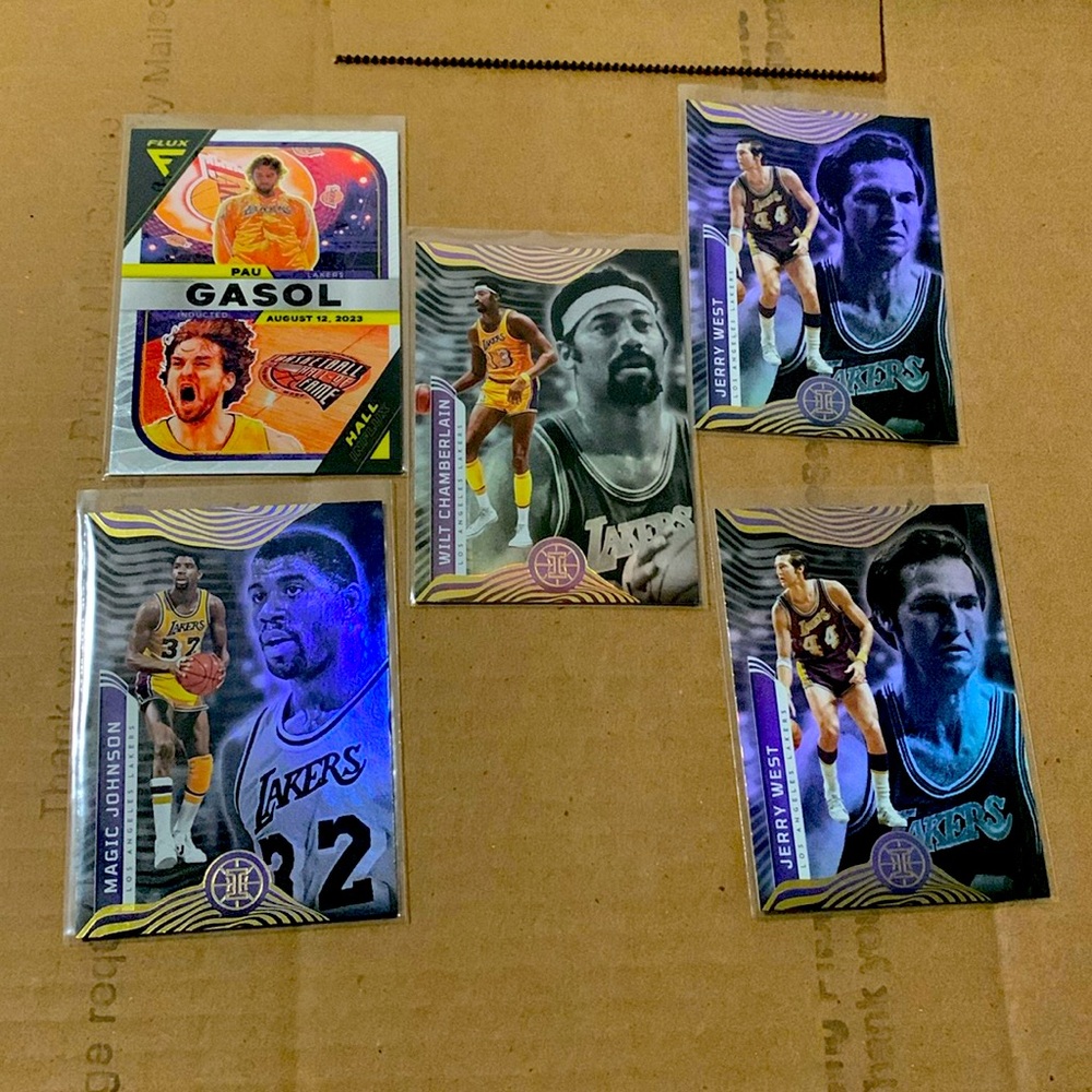 LAKER LEGENDS LOT (5) NBA CARDS ILLUSIONS AND FLUX
